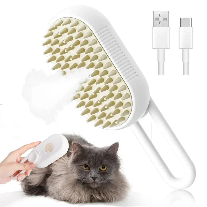 Steam Pet Brush 3-in-1 Grooming Comb for Dogs & Cats – Spray Massage Brush for Tangled & Loose Hair Removal (1–2pcs)