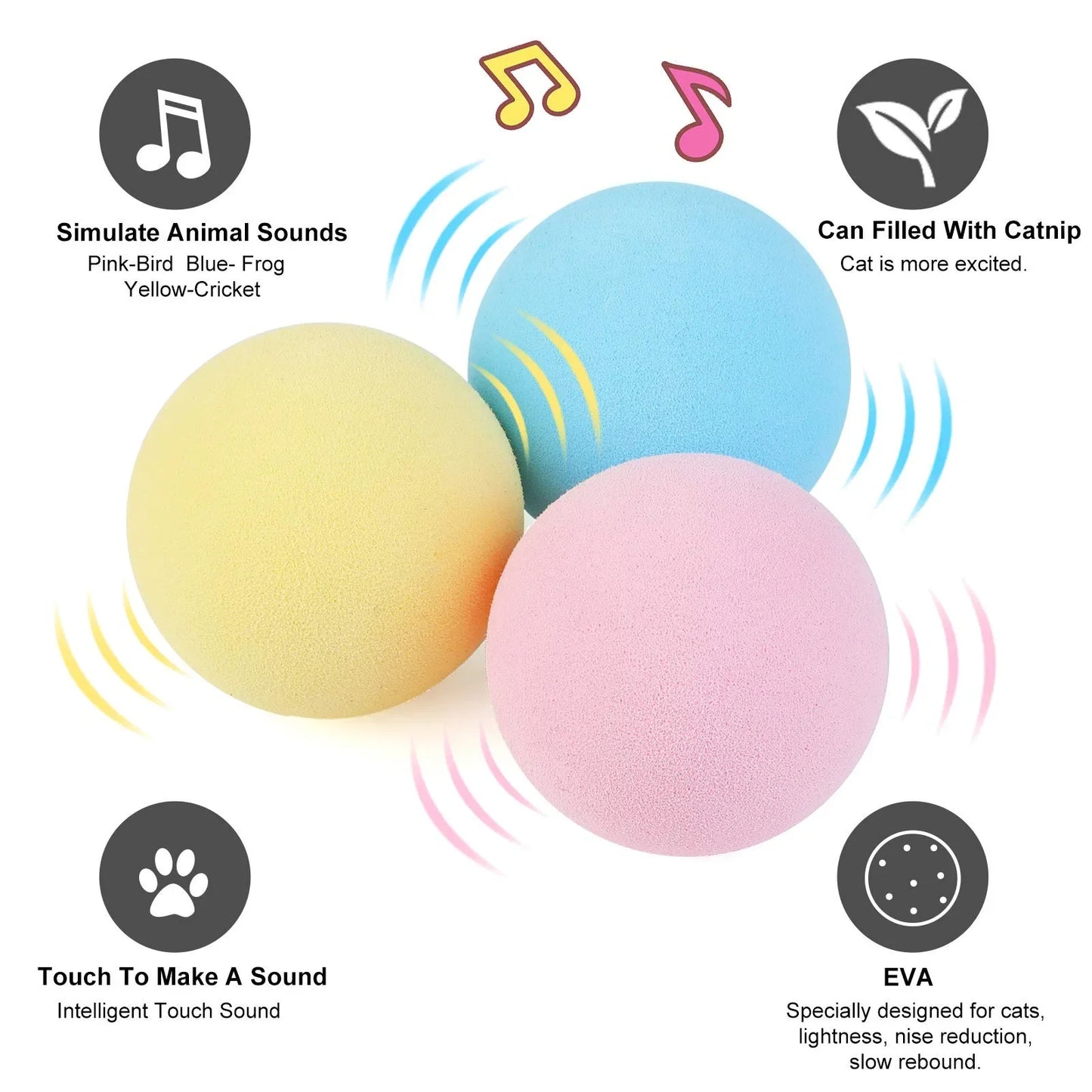 Smart Interactive Cat Toy Ball with Sound & Catnip | EURO VIBE