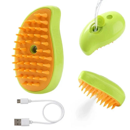 Steam Pet Brush 3-in-1 Grooming Comb for Dogs & Cats – Spray Massage Brush for Tangled & Loose Hair Removal (1–2pcs)