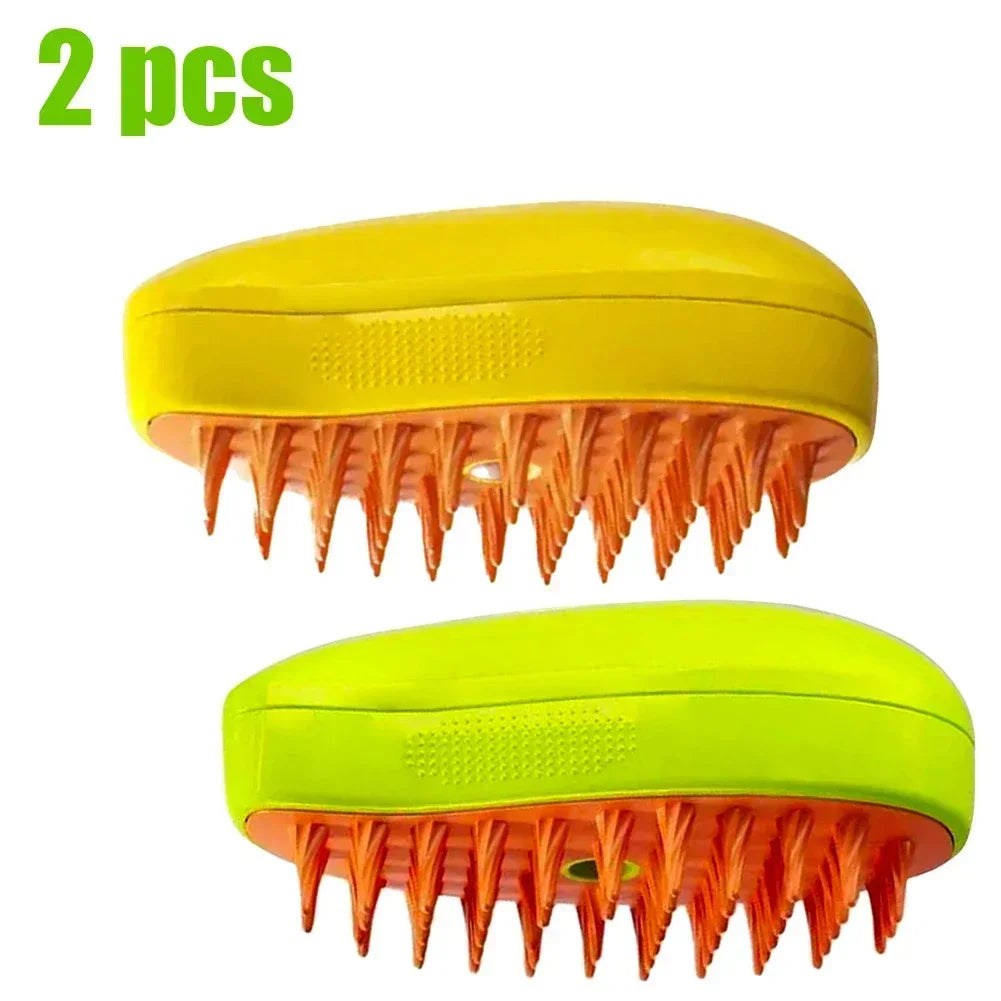 Steam Pet Brush 3-in-1 Grooming Comb for Dogs & Cats – Spray Massage Brush for Tangled & Loose Hair Removal (1–2pcs)
