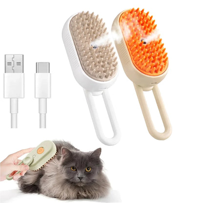 Steam Pet Brush 3-in-1 Grooming Comb for Dogs & Cats – Spray Massage Brush for Tangled & Loose Hair Removal (1–2pcs)