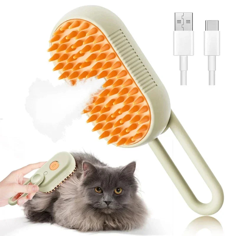 Steam Pet Brush 3-in-1 Grooming Comb for Dogs & Cats – Spray Massage Brush for Tangled & Loose Hair Removal (1–2pcs)