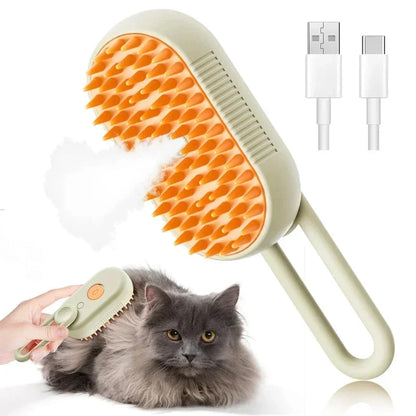 Steam Pet Brush 3-in-1 Grooming Comb for Dogs & Cats – Spray Massage Brush for Tangled & Loose Hair Removal (1–2pcs)